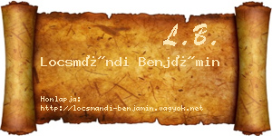 Locsmándi Benjámin névjegykártya